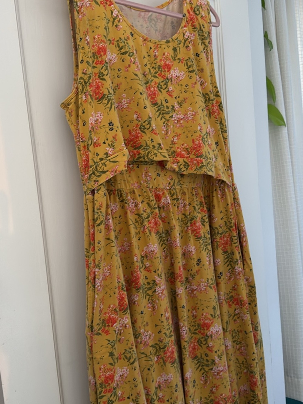 Latched Mama Mustard Floral Sleeveless Maxi Dress